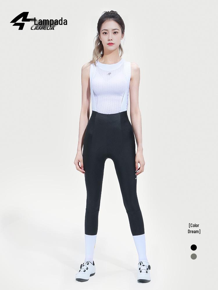 Lanpada Women's Slim Fit Cycling Bib Pants - Black, High Elastic for Spring/Summer