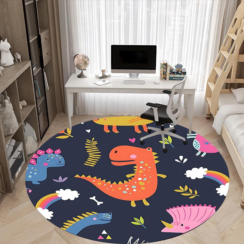 1PC Dinosaur Illustration Chair Carpet for Office, Indoor Non-Slip Washable Carpet, Soft Comfortable Mat For Office Room yy250930271