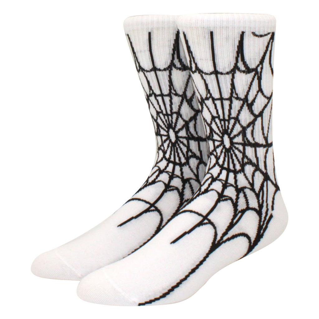 1 Pair of Men's Hip Hop Spider Skull Personality Skateboard Socks