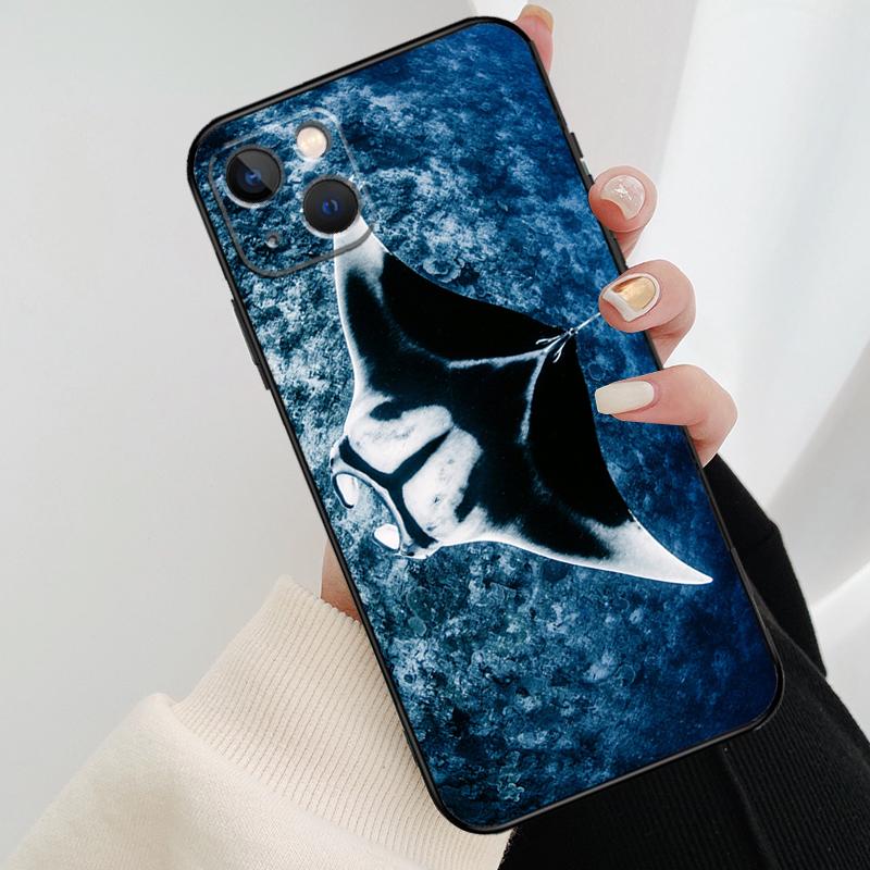 Animal Manta Ray Phone Case For iPhone 17 Pro Max 14 13 12 11 15 16 Pro Max mini 16 15 Plus 16e 17 Air Cover