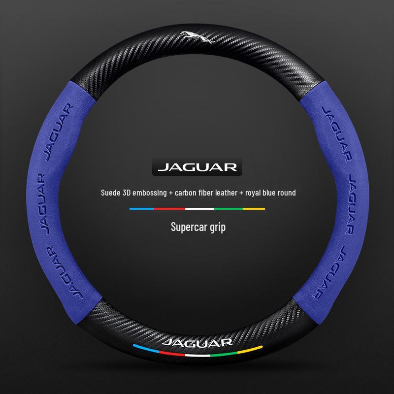 Universal Suede Carbon Fiber Steering Wheel Cover for Jaguar XEL, XFL, F-PACE, XJ – Four Seasons Fit.