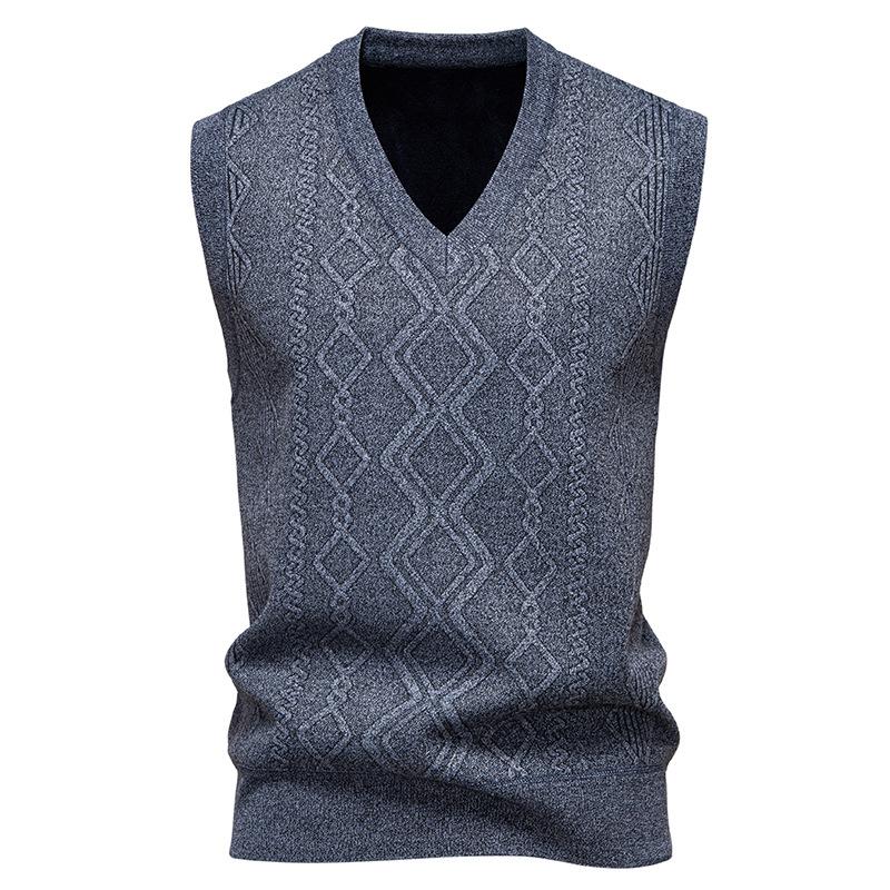 Herbst- und Winter Herren Ärmelloser V-Ausschnitt Pullover Strickweste Herren Innen Slim-Fit Strickweste