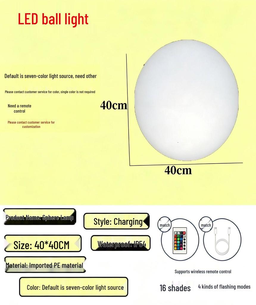 Solar LED Round Ball Light with Remote Control - Outdoor Waterproof Lawn & Street Light for Courtyard, Villa, Yard, Post Top.