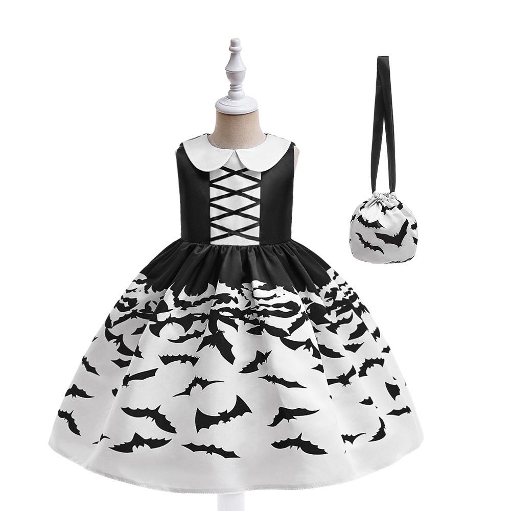 Halloween Children's Costume, Girls Cosplay Cosplay Witch Pumpkin Show Dress Girl Princess Dress