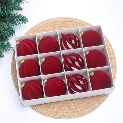 Christmas Tree Balls 12 Pieces Velvet Shatterproof Shatterproof Balls Christmas Tree Ornaments For Indoor Outdoor Mantel Kitchen