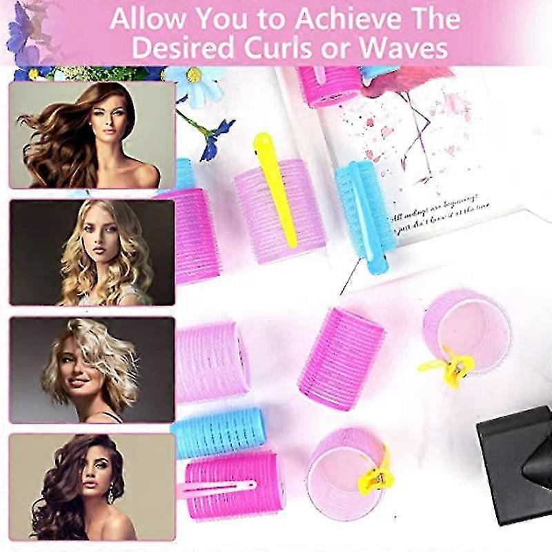 Hair Rollers Large Curls Set,48 Pieces Self-adhesive Rollers In 3 Sizes,curlers Without Heat For Long And Short Hair Rollers With Hair Clips (48 Mm,36