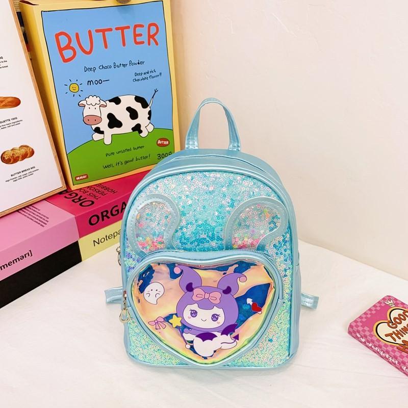 Kuromi Cartoon Pattern Backpack With Glitter Sequin For Kindergarten Kids