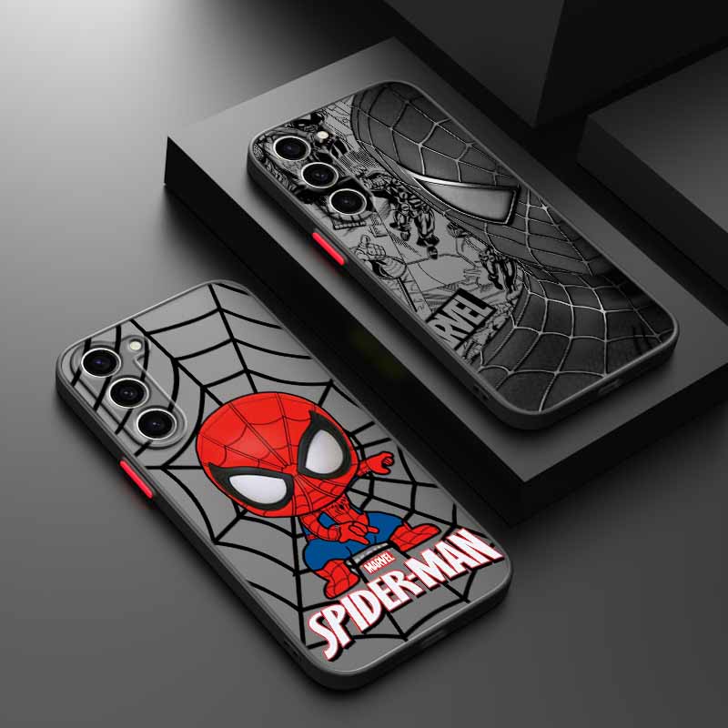 Spider-Man Iron Man Cover For Samsung S25 S24 S23 S22 S21 S20 S10 FE Ultra Plus Lite Frosted Translucent Phone Case