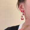 Elegante Rote Zirkon Schmetterling Ohrringe Für Frauen Temperament Süße Metall Bogen Ohrringe Mode Mädchen Schmuck Zubehör