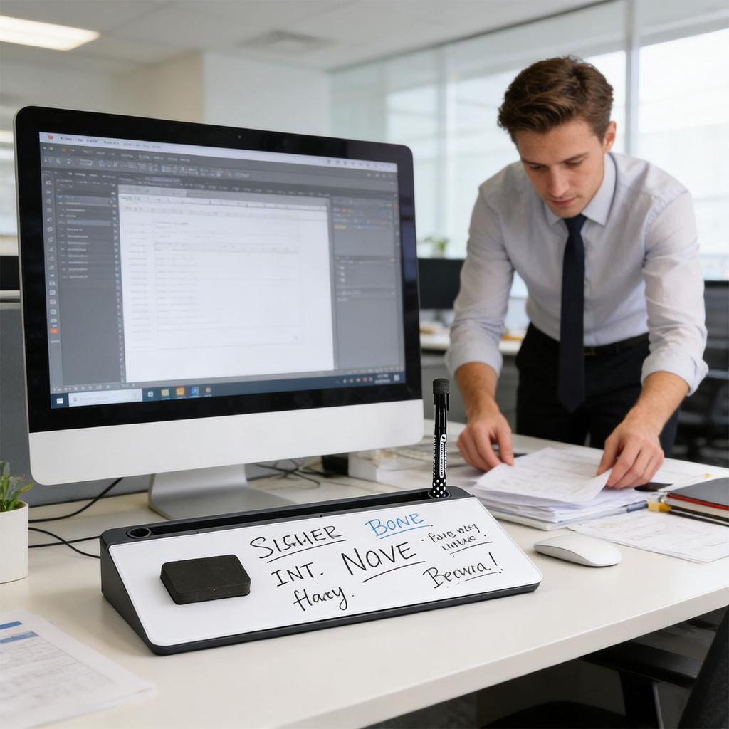 Practical Desktop Whiteboard Set With Appealing Front And Cleaning Cloth Good For Reminders Tasks And sketches
