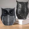 Modern Classy Lucky Owl Resin Art Figure Showpiece (Black and White, 2 Piece)