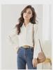 Women's Long-Sleeve White Cotton Shirt with Doll Collar - New Spring Design for a Chic, Commuting Look