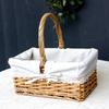 Wicker Picnic Basket with Handle and Washable Liner for Camping Vegetable Picking Mother's Day Thanksgiving Outings