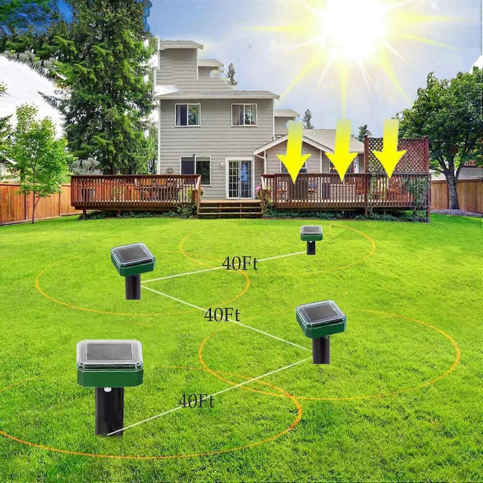 Solar Sonic Mole Repellent,4 Pack,Ultrasonic & Solar Powered Repellent for Outdoor, Groundhog Repellent Snake Rodent Gopher Spikes Chaser Pest Control