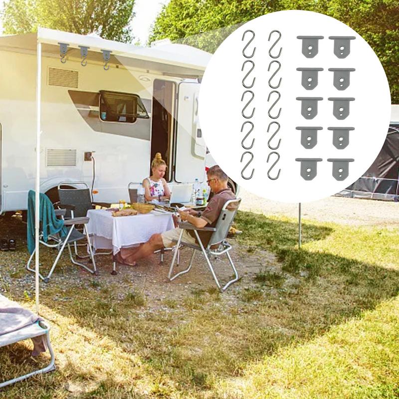 Awning Hooks 10PCS S Shaped Hooks Set Camping Light Support Hanger Storage Hook For Camping Tent Indoor Outdoor Decor Camping
