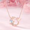 S925 Sterling Silver Moonstone Pendant Necklace for Women , Bird Design Fashion Jewelry Daily Office Wear