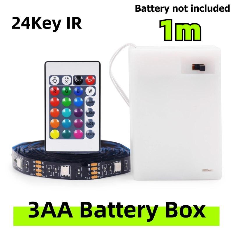 5V LED Strip Lights RGB 5050 3AA Battery Powered Flexible LED Light Strip with Remote Control for TV Backlight Bars Cabinets