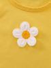 Yellow Sleeveless Top & Denim Skirt Set with Daisies for Girls