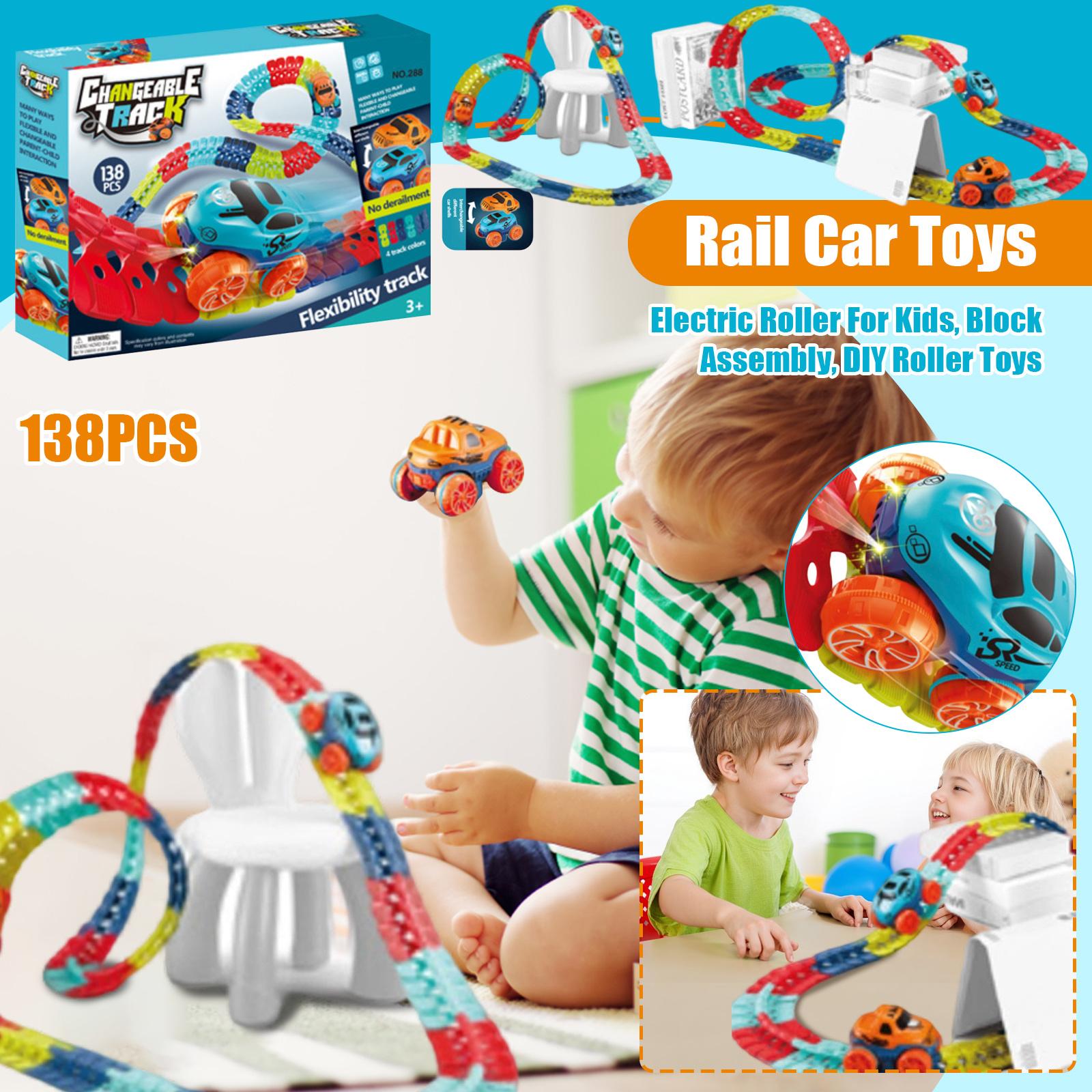 

Rail Car Toys, Electric Roller For Kids, Block Assembly, DIY Roller Toys One Size