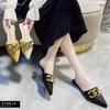 Mules Damenschuhe Metallkette Flats Spitze Damen Hausschuhe Damen Freizeitschuhe Außen Slides Sandalen