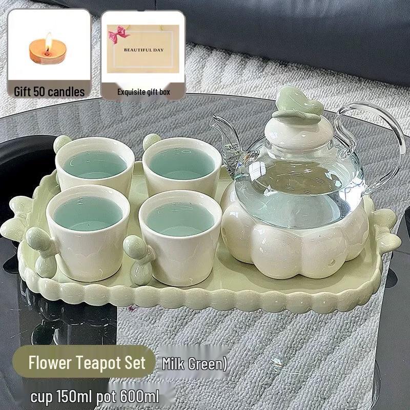Green Source Milk Green Ceramic Tea Set