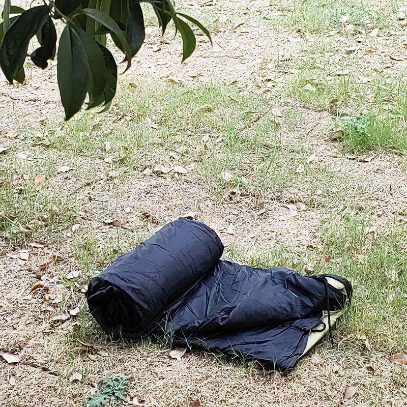 A1R Tunnel Water-Resistant Warm Sleeping Bag - Lightweight, Black, Capsule Design with Protective Cover, Dirt-Resistant, Inflatable.