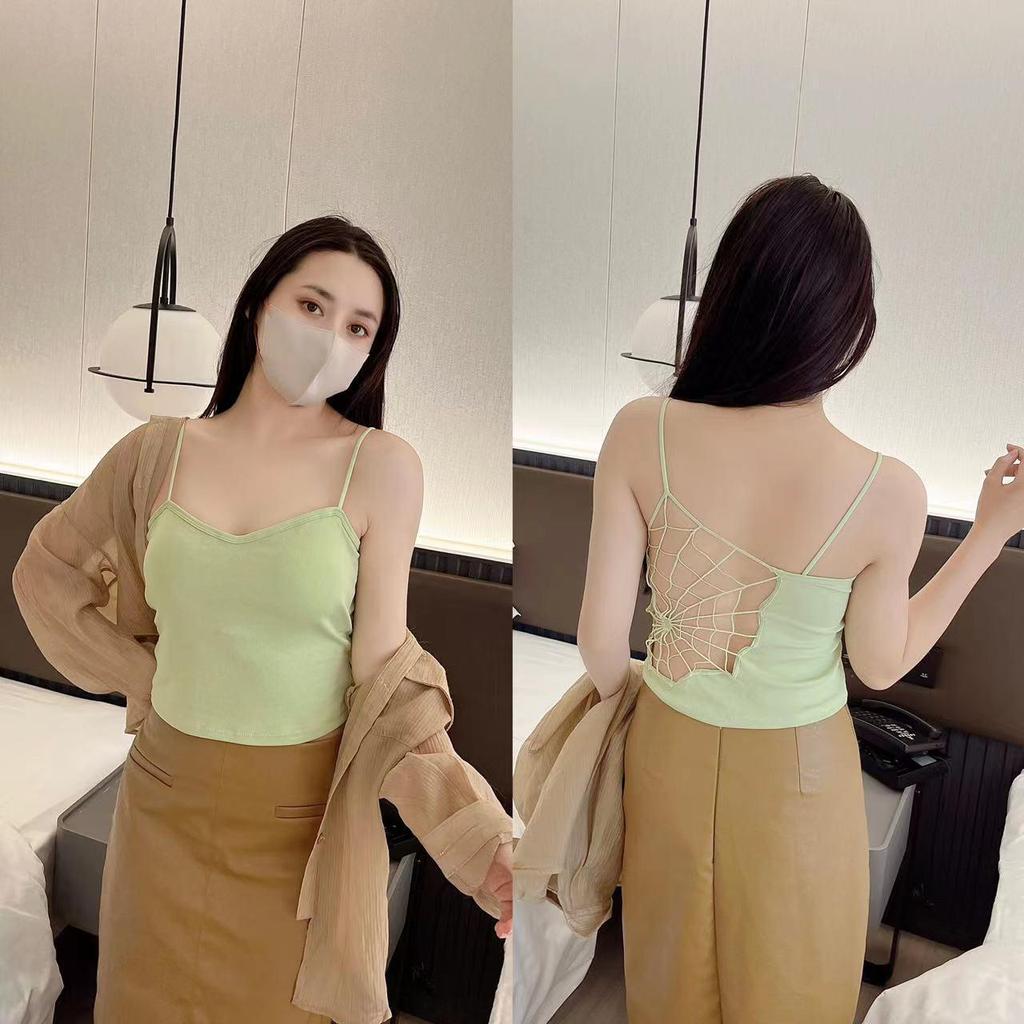 Spicy Girl Pure Cotton Back Support Camisole with Built-in Cups and Chest Pad