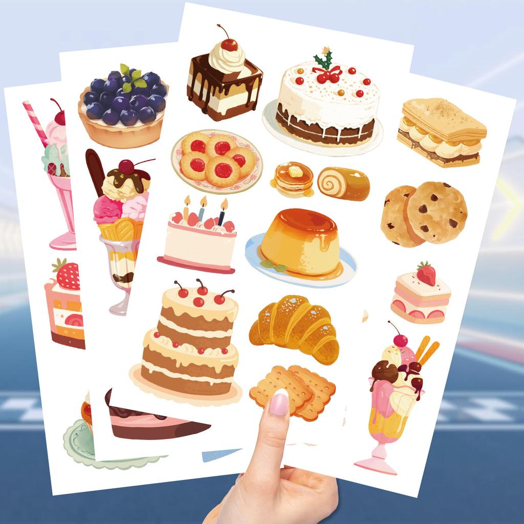 New Cartoon Dessert Cake Tattoo Stickers Waterproof Party Gift Funny Face Stickers