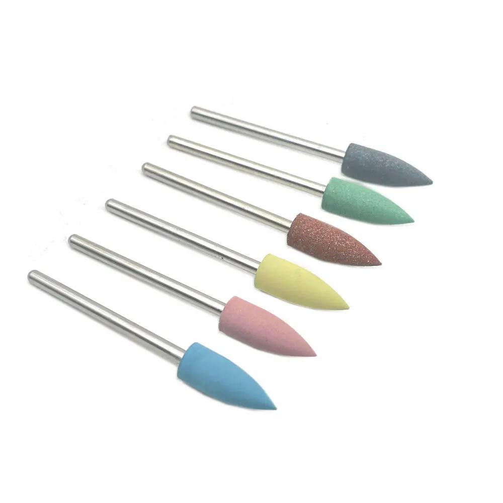 6pcs/10pcs Silicone Rubber Dental Polishing Polisher Grinders Nail Drill Bits for Electric Manicure 2.35mm Shank