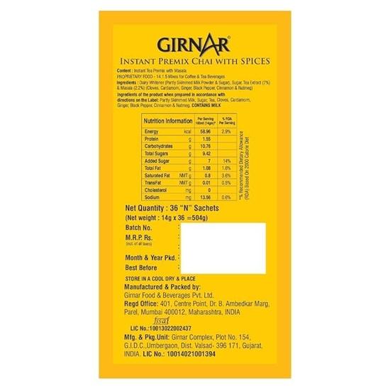 Girnar Masala Tea Instant Premix With Masala (36 Sachets)