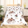 Cute Hedgehog Duvet Cover Set Cartoon Mushroom Bedding Set for Boys Teens Wild Animal Quilt Cover Autumn Leaves Double