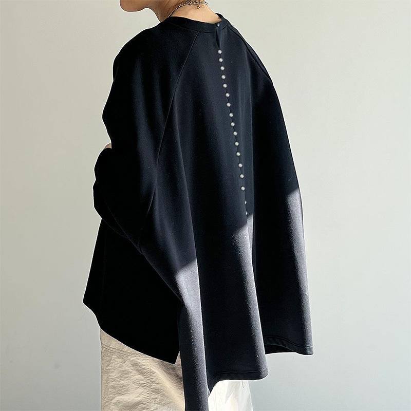 

Japanese-Style Pearl Back Top for Spring/Autumn 2024 Small чёрный