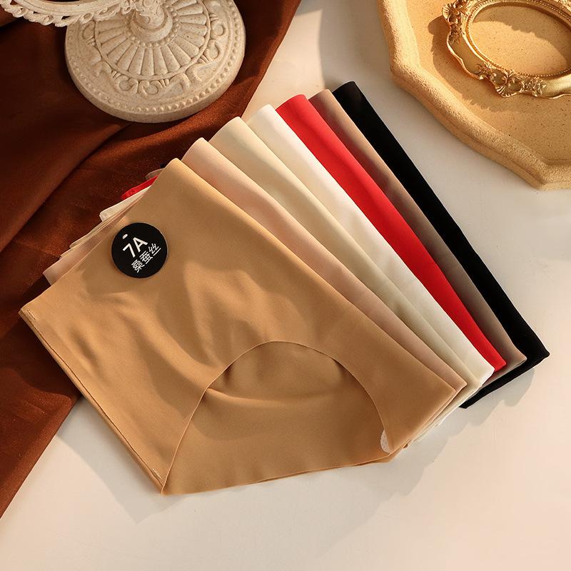 5PCS Seamless Mulberry Silk Underwear Ultral Thin Women's Panties Sexy High Elastic Invisible Briefs Soft Lingerie M-XL