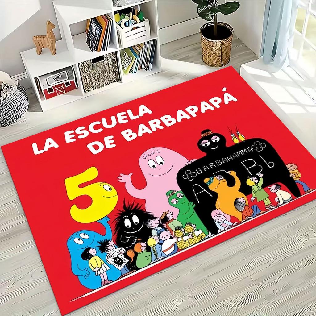 Cartoon Les Barbapapa Barbamama Family Rug for Bedroom Living Room Sofa Home Doormat Decor, Large Kids Play Non-slip Floor Mat