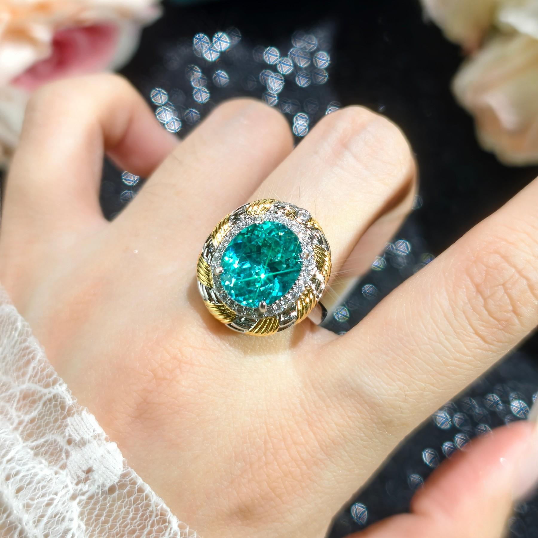 Luxury Vintage Brushed Two-Tone Premium Pigeon Egg Nest Cut Para Green Zirconium Pendant Opening Ring 2026