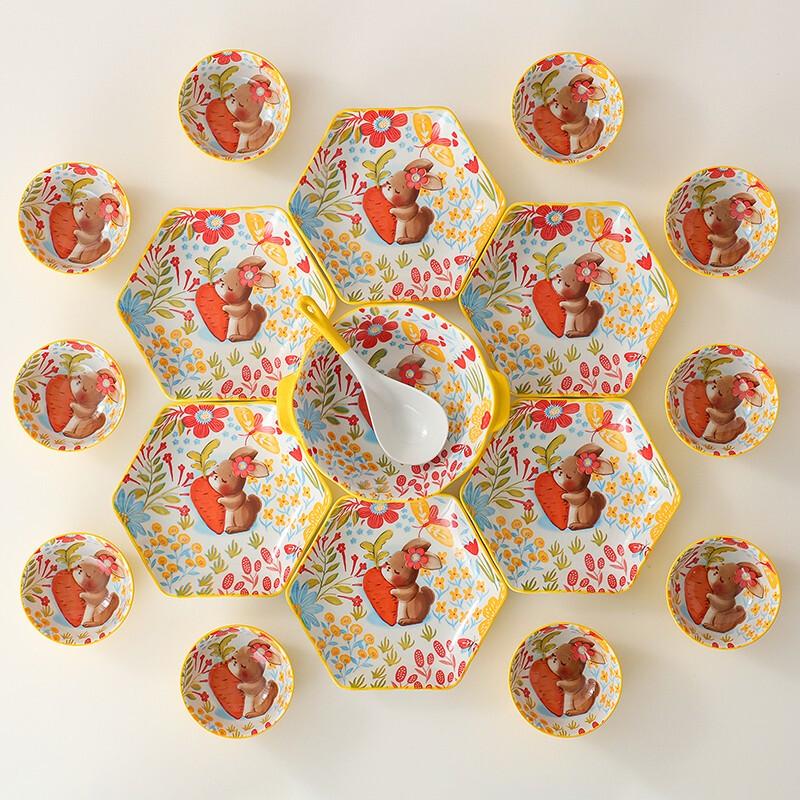 Qianhua Zhike Ceramic Family Dinnerware Set