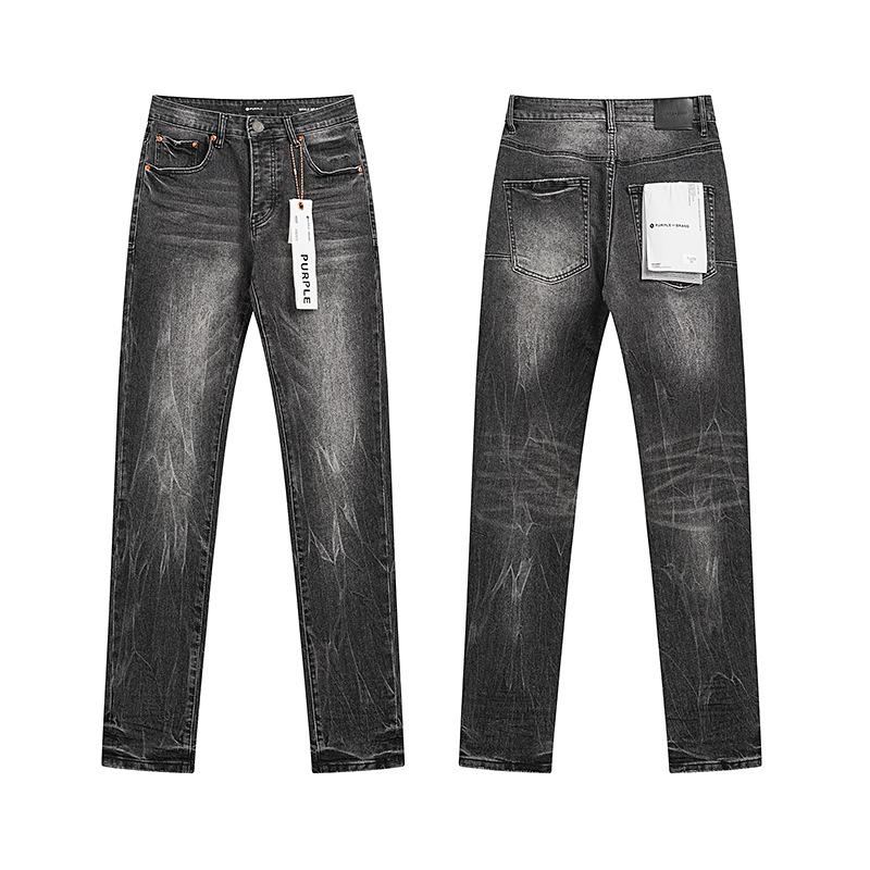 Purple Brand Ink Printing Meichao High Street Retro Ripped Casual Trend Denim Horn Pants Small Feet