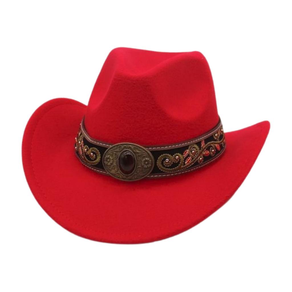 Sunshade Big Eaves Western Cowboy Hat Rolled Eaves Ethnic Style Decorative Design Felt Hat Top Hat