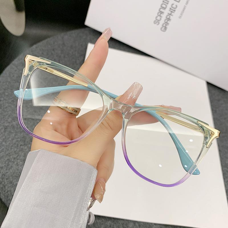Retro Cat Eye Anti Blue Light Glasses for Women, Large Frame Glasses, Flat Light Glasses, Outdoor Travel Decoration Glasses