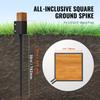 Fence Post Anchor Ground Spike, 4 Pack 36 X 4 X 4 Inches Outer Diameter (Inner Diameter 3.5 X3.5 Inches), Metal Black Powder Coated Post Stake Ground,