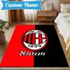Custom Name Milan Team Crest Rug Game Carpet, Floor Mat for Bedroom Living Room Entryway Rug, Home Decor Idea Gift for Christmas Birthday