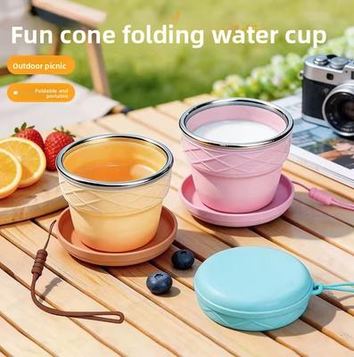 Cone Cup Travel Portable Food Grade Silicone Folding Water Cup Outdoor Camping Macaron Cup