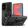 KEYSION Shockproof Armor Case for Xiaomi POCO F7 5G Slide Camera Lens Protection Ring Stand Phone Cover for Redmi Turbo 4 Pro