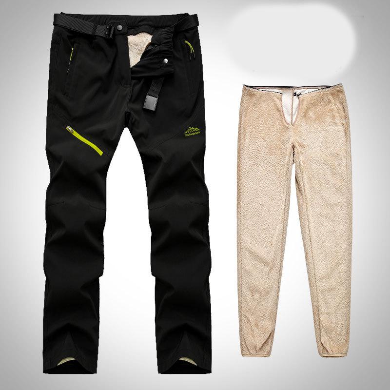 

Мужские зимние теплые уличные брюки, тактические водонепроницаемые длинные брюки для треккинга и кемпинга, со съемной меховой подкладкой и бархатом внутри S