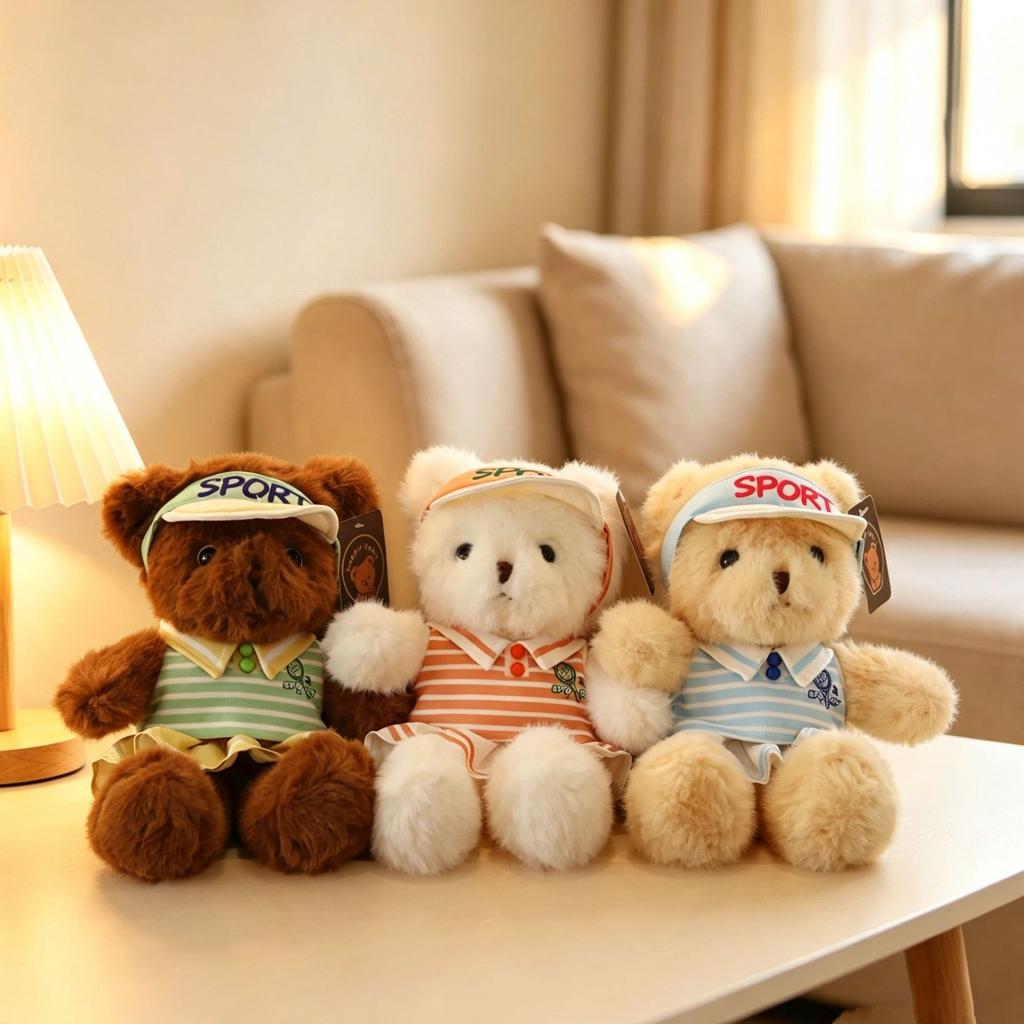Cartoon Baseball-Uniform Teddybär Plüschtier Niedliche Schuluniform Stofftier Kuscheltier Valentinstagsgeschenk Braun 8 Zoll