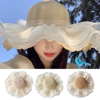 Folding Beach Hat Wide Brim Straw Hat Fashion Sun Hat  Girl