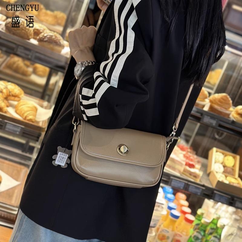 First Layer Cowhide Small Square Bag Crossbody Bag High-grade Genuine Leather Niche All-in-one Shoulder Bag for Women