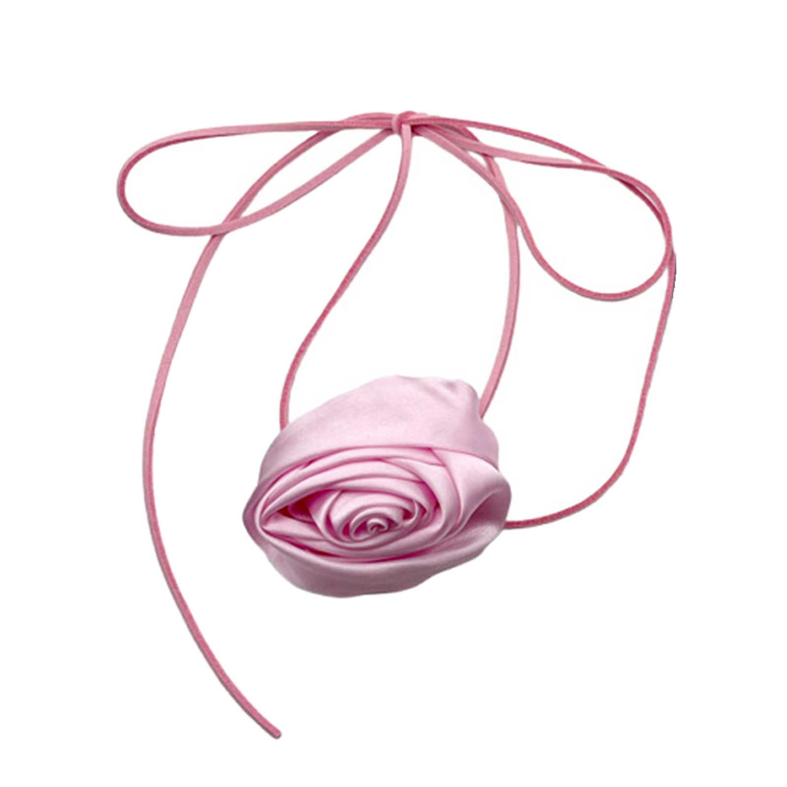 Fabric Rose Flower Choker Necklaces Neckband Clavicle Chain Choker Party Gift Girl Fabric Material Rose Flower Necklaces 1