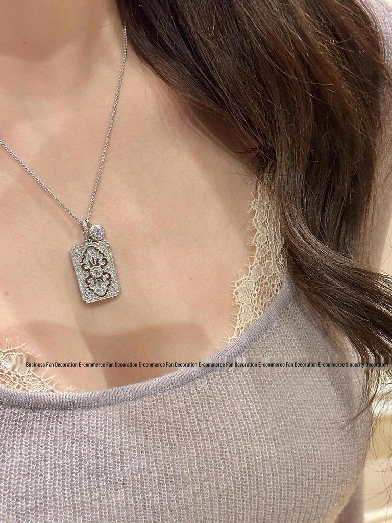 Dámský vysoce kvalitní stříbrný diamantový přívěsek na náhrdelníku - Nádherný lehký luxusní choker
