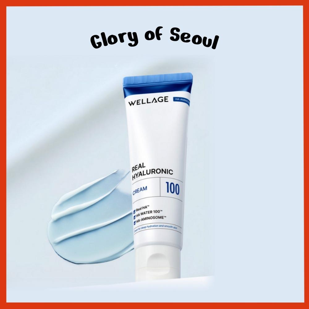 

WELLAGE Real Hyaluronic Cream 100, 80mL | Ultra Moisturizing Face Moisturizer with 500,000ppm Hyaluronic Acid for 100hr Deep Hydration